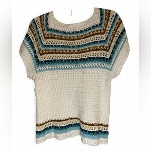 a.n.a Multicolor Crochet Knit Sweater Vest Size Large